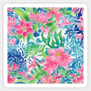 Preppy colors watercolor flowers and leaves Sticker